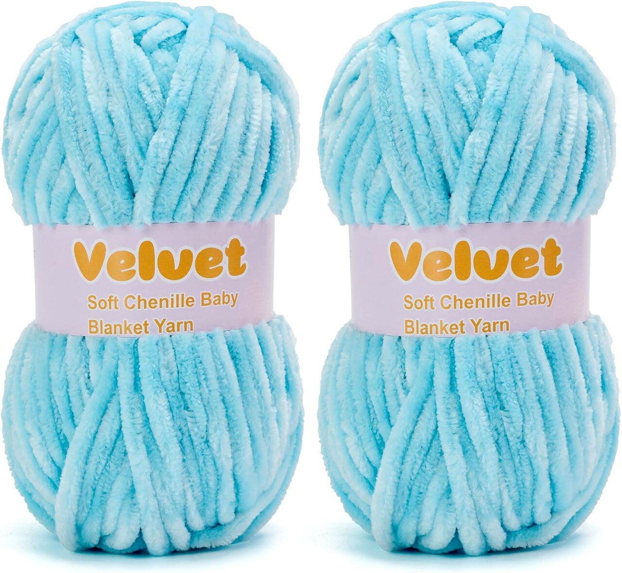 132 Yards - 2pcs Velvet Yarn Chenille Yarn for Crocheting(Blue)